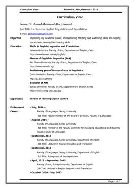 Curriculum Vitae Ahmed M