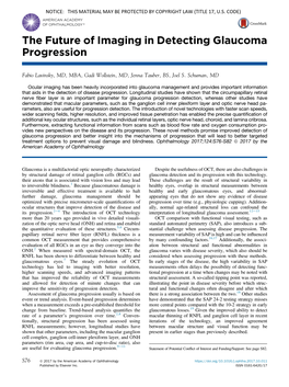 The Future of Imaging in Detecting Glaucoma Progression