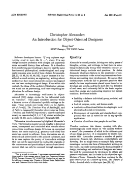 Christopher Alexander: an Introduction for Object-Oriented Designers