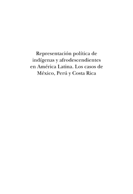 Representación Política De Indígenas Y Afrodescendientes En América Latina