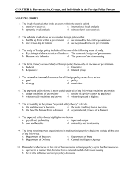 CHAPTER 6: Bureaucracies, Groups, and Individuals in the Foreign Policy Process