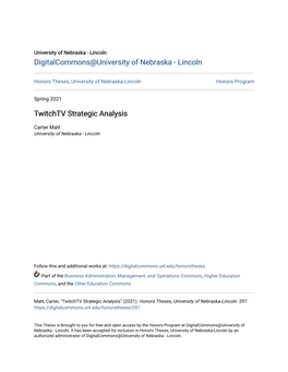 Twitchtv Strategic Analysis