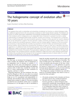 The Hologenome Concept of Evolution After 10 Years Eugene Rosenberg* and Ilana Zilber-Rosenberg