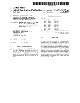 (12) Patent Application Publication (10) Pub. No.: US 2007/0078113 A1 Roth Et Al