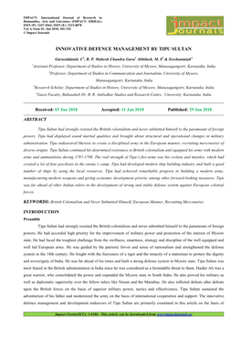 37. Hum-Innovative Defence Management by Tipu Sultan