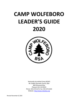 Camp Wolfeboro Leader's Guide 2020