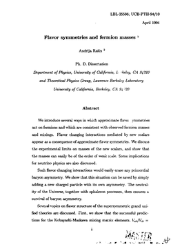 Flavor Symmetries and Fermion Masses }