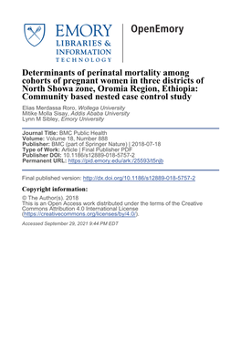 Determinants of Perinatal Mortality Among Cohorts