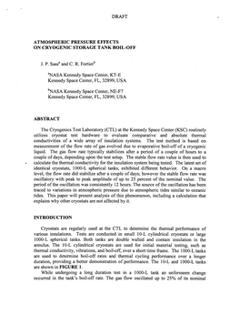 Draft Atmospheric Pressure Effects on Cryogenic