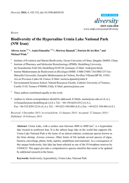 Biodiversity of the Hypersaline Urmia Lake National Park (NW Iran)