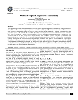 Walmart-Flipkart Acq Flipkart Acquisition: a Case Study