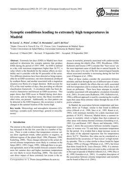Synoptic Conditions Leading to Extremely High Temperatures in Madrid