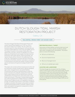 DUTCH SLOUGH TIDAL MARSH RESTORATION PROJECT Oakley, CA