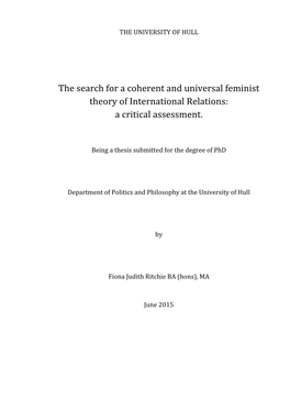 The Search for a Coherent and Universal Feminist Theory of International Relations