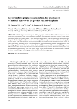 Electroretinographic Examination for Evaluation of Retinal Activity in Dogs with Retinal Dysplasia