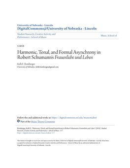 Harmonic, Tonal, and Formal Asynchrony in Robert Schumann's Frauenliebe Und Leben Kelli E