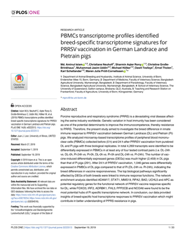 Pbmcs Transcriptome Profiles Identified Breed-Specific Transcriptome Signatures for PRRSV Vaccination in German Landrace and Pietrain Pigs