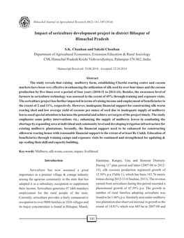 Impact of Sericulture Development Project in District Bilaspur of Himachal Pradesh