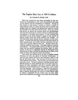 The Fugitive Slave Law of 1850 in Indiana by CHARLESH