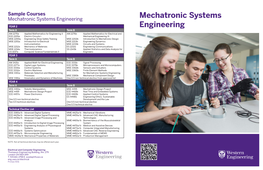 Mechatronic Systems Engineering Mechatronic Systems