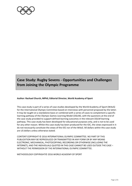 Rugby Sevens - Opportunities and Challenges from Joining the Olympic Programme