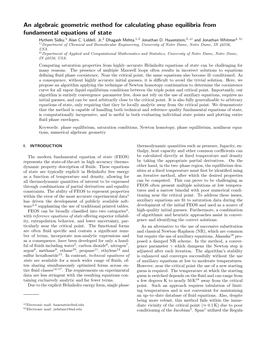 An Algebraic Geometric Method for Calculating Phase Equilibria from Fundamental Equations of State Hythem Sidky,1 Alan C