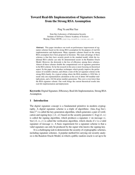 Toward Real-Life Implementation of Signature Schemes from the Strong RSA Assumption