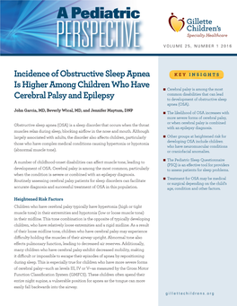 Incidence of Obstructive Sleep Apnea Is Higher Among Children Who