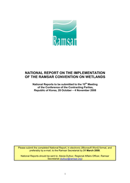 National Report on the Implementation of the Ramsar Convention on Wetlands