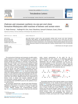 Chalcone and Cinnamate Synthesis Via One-Pot Enol Silane Formation-Mukaiyama Aldol Reactions of Ketones and Acetate Esters ⇑ C