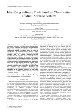 Identifying Software Theft Based on Classification of Multi-Attribute Features