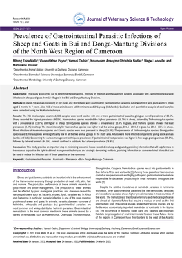 Prevalence of Gastrointestinal Parasitic Infections of Sheep and Goats in Bui and Donga-Mantung Divisions of the North West Region of Cameroon