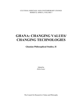 Ghana: Changing Values/ Changing Technologies