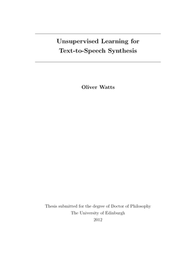 Unsupervised Learning for Text-To-Speech Synthesis