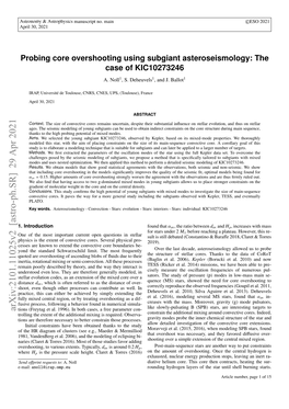 Probing Core Overshooting Using Subgiant Asteroseismology: the Case of KIC10273246