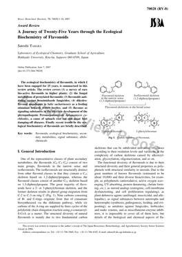 A Journey of Twenty-Five Years Through the Ecological Biochemistry of Flavonoidsthis Review Was Written in Response to the Auth