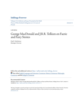 George Macdonald and J.R.R. Tolkien on Faerie and Fairy Stories Paul E