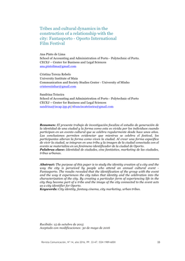 Tribes and Cultural Dynamics in the Construction of a Relationship with the City: Fantasporto - Oporto International Film Festival