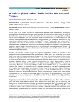 O Dochartaigh on Crawford, 'Inside the UDA: Volunteers and Violence'