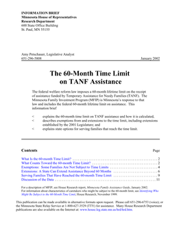 The 60-Month Time Limit on TANF Assistance
