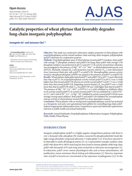 Catalytic Properties of Wheat Phytase That Favorably Degrades Long-Chain Inorganic Polyphosphate