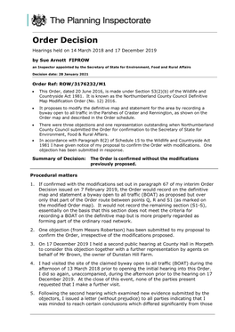 ROW/3176232/M1 • This Order, Dated 20 June 2016, Is Made Under Section 53(2)(B) of the Wildlife and Countryside Act 1981