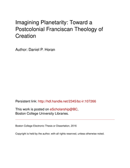 Imagining Planetarity: Toward a Postcolonial Franciscan Theology of Creation