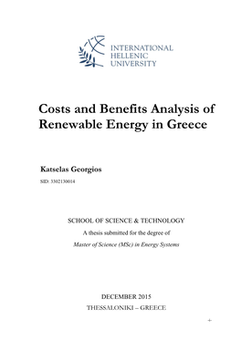 Costs and Benefits Analysis of Renewable Energy in Greece