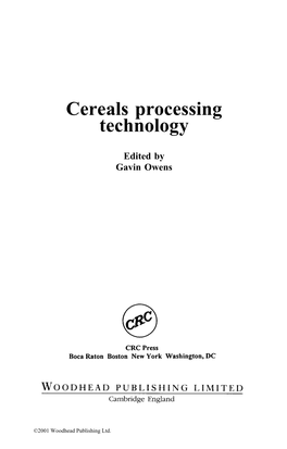 Cereals Processing Technology