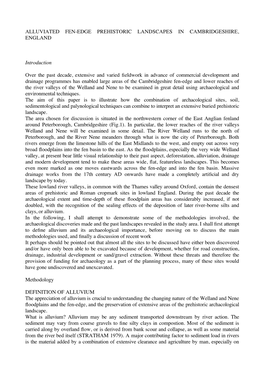 Alluviated Fen-Edge Prehistoric Landscapes in Cambridgeshire, England