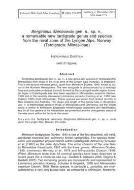 Dastych, H. 2011. Bergtrollus Dzimbowski Gen. N., Sp. N., A