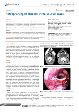 Retropharyngeal Abscess: Three Unusual Cases