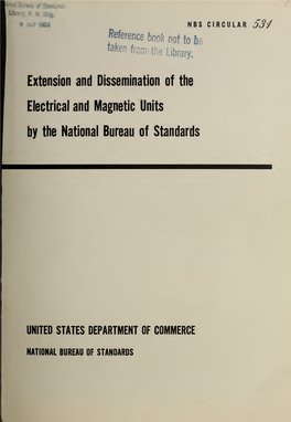 Circular of the Bureau of Standards No. 531: Extension and Dissemination