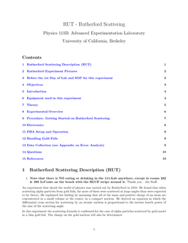 RUT - Rutherford Scattering Physics 111B: Advanced Experimentation Laboratory University of California, Berkeley